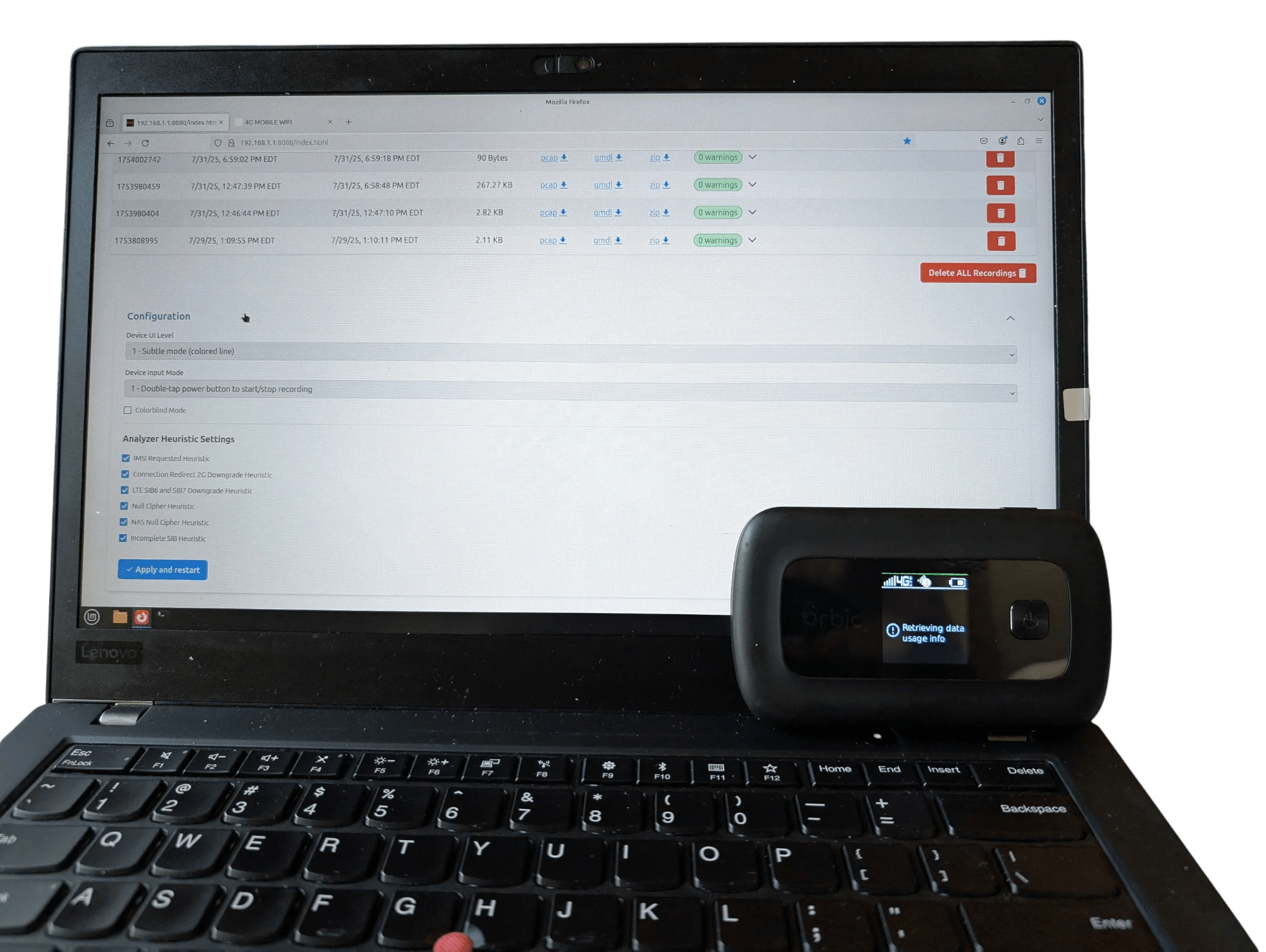 Open Box - RayHunter IMSI Catcher / Stingray Detector – Orbic RC400L Mobile Hotspot Professionally Installed • Updated • Fully Tested
